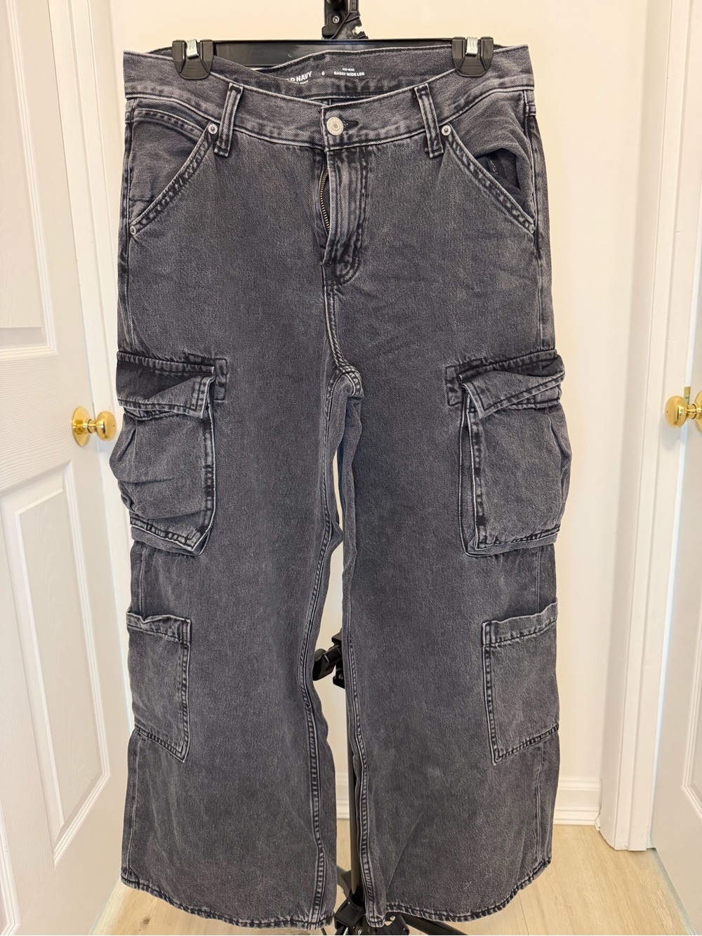 Old Navy Washed Black Baggy Pants Women Cargo Jeans